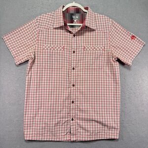 Mountain Hardwear Plaid Short Sleeve Button Up Shirt Men's M/M Red Black White